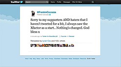 Frankie Cocozza breaks silence on Twitter after X Factor exit